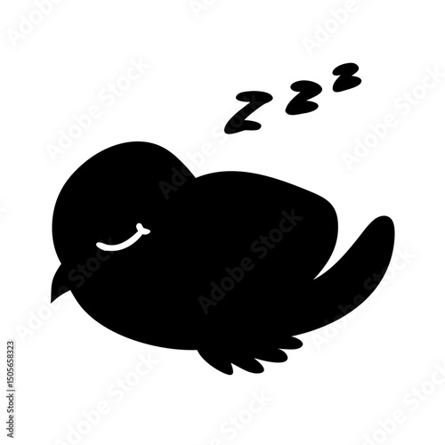 Silhouette sleeping bird icon on transparent background for web and graphic design