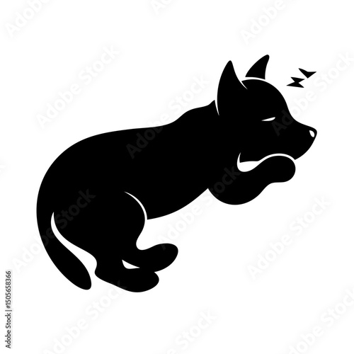 Silhouette sleeping dog icon on transparent background for web and graphic design