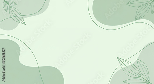 Abstract green background with leaves and flowing shapes, Environmental care background  