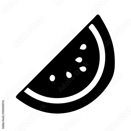 Silhouette watermelon wedge icon on transparent background for web and graphic design