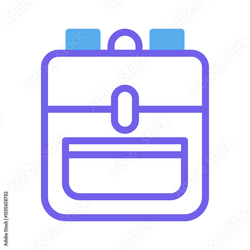 Stylized flat vector representation of school rucksack with distinct features