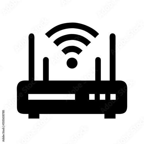 Silhouette wi fi router icon on transparent background for web and graphic design