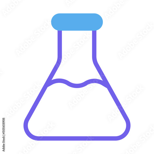 Stylized scientific laboratory flask filled with liquid, minimalist vector design