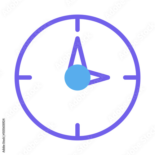Stylized clock icon displaying time with vibrant color scheme and simplicity