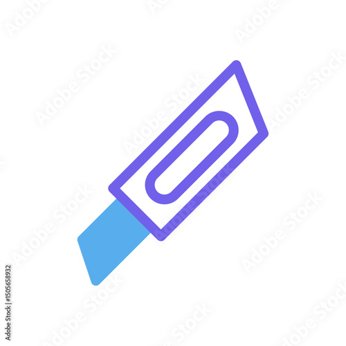 Minimalist graphic representation of a utility knife, construction tool icon