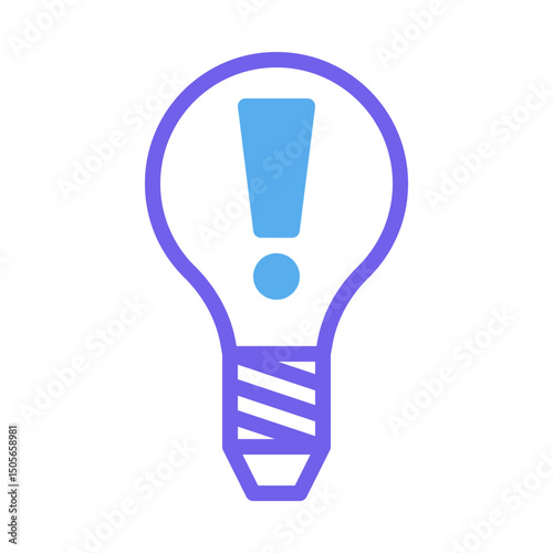 Bright idea represented through light bulb and alert symbol with modern design