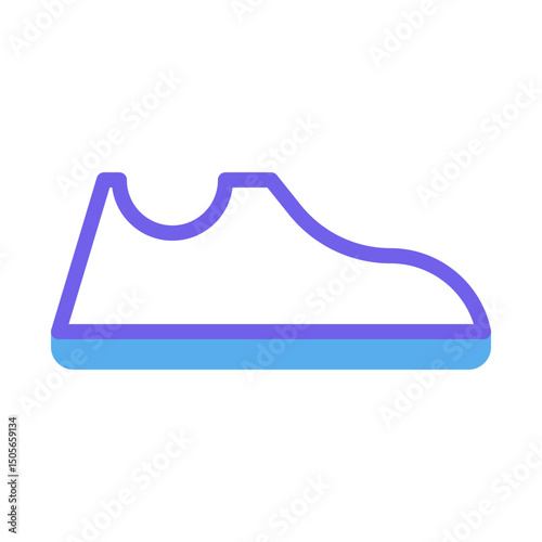 Minimalist athletic shoe outline with vibrant blue and purple color scheme