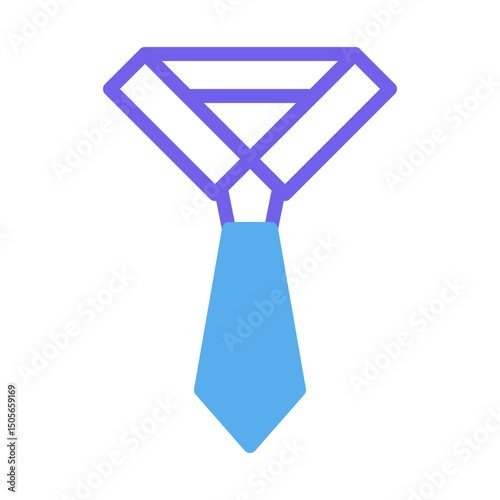 Stylized Necktie Icon with Modern Color Palette and Geometric Design Aesthetic
