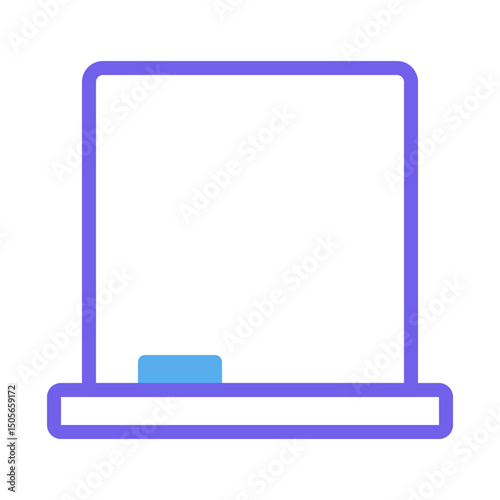 A minimalist graphic representing a whiteboard with an eraser, suitable for education