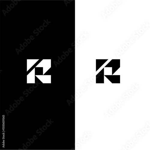monogram logo in the shape of the letter R on a green and white background