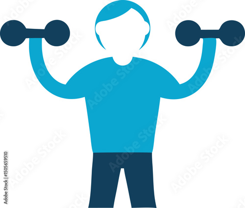 Clean Silhouette Older Man Lifting Light Dumbbell