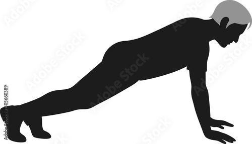 Clean Silhouette Senior Adult Performing A Wall 