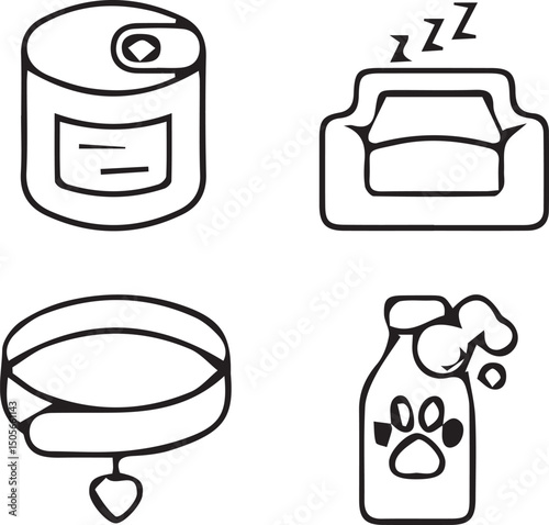 Pet Care Essentials: A delightful illustration showcasing a dog's daily needs. Capture the simplicity of essential care