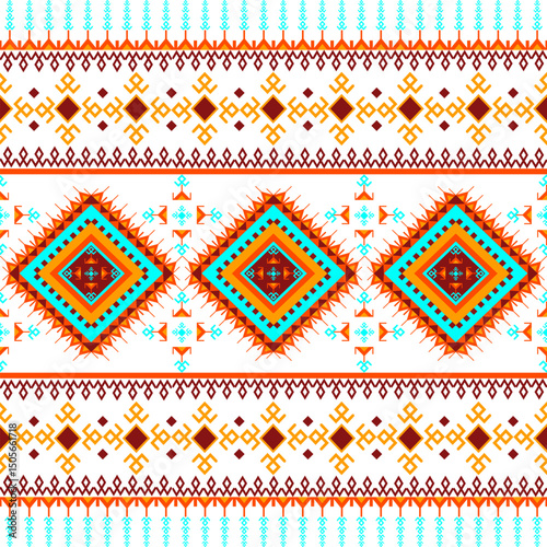 Geometric Ethnic pattern,Native American tribal fabric, tile, carpet, vector, illustration design, on navy blue background 

