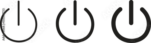 Turn on and turn off power button icons set. User interface switch button concept for mobile applications and websites. On off electric current signs illustration isolated on transparent background.