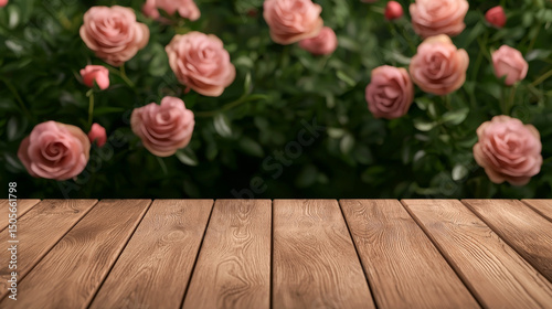 Beautiful pink roses bloom against a serene wooden backdrop, perfect for nature lovers.