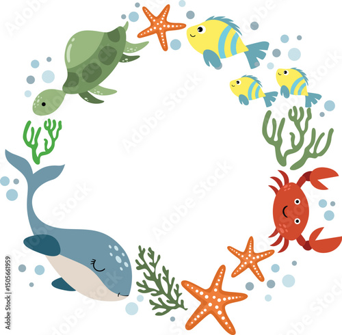 Colorful Underwater World A Circle of Sea Life