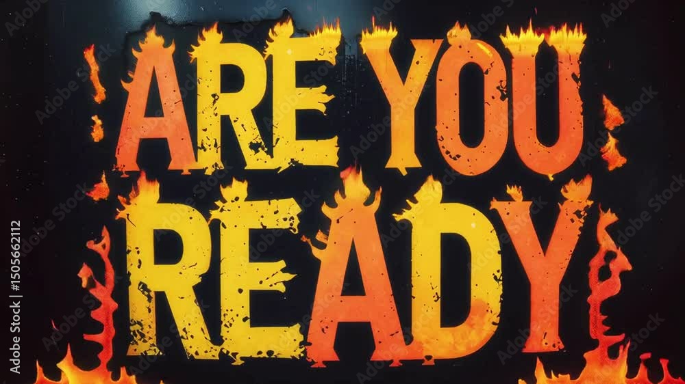 4K Heatwave Typography – ARE YOU READY Fiery Text Animation Glowing Against a Black Canvas

