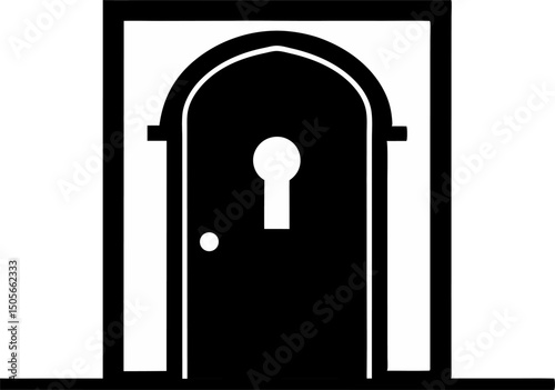 Door With Keyhole Silhouette Vector Illustration 
