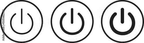 Turn on and turn off power button icons set. User interface switch button concept for mobile applications and websites. On off electric current signs illustration isolated on transparent background.