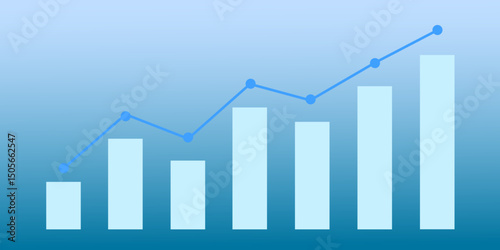 Bar chart with uptrend arrow show stock market price or financial investment profit. business management background concept.