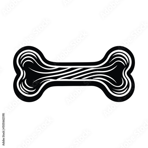 A cartoon illustration of a dog bone is a fun and playful symbol often used in pet food graphics, stickers, and clipart designs featuring cute and modern styles with white and black outlines