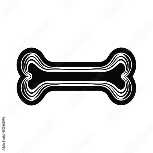 A cartoon illustration of a dog bone is a fun and playful symbol often used in pet food graphics, stickers, and clipart designs featuring cute and modern styles with white and black outlines