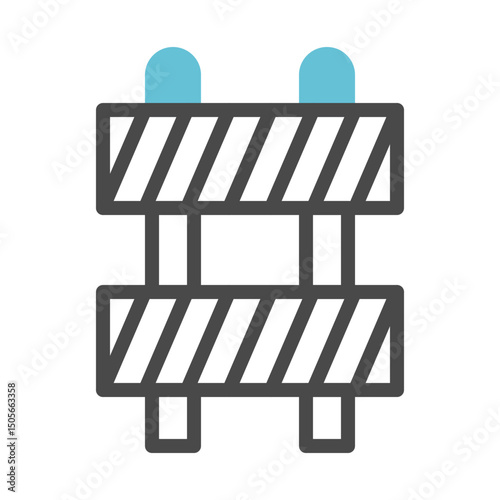 Abstract delineation of a construction barrier with distinctive blue light accents