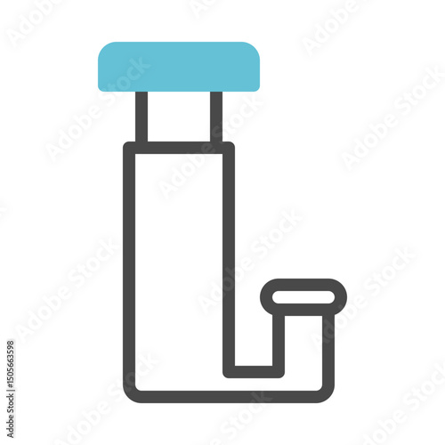 Minimalist plumbing fixture with a blue cap, isolated illustration, for design