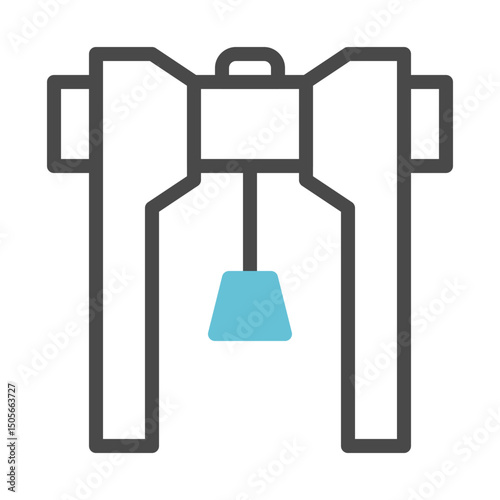 Minimalist illustration depicting industrial lifting mechanism blueprint outline