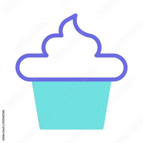 Minimalist cupcake icon with pastel colors showcasing sweetness and delightful taste