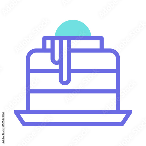 Stylized confectionery delight icon with dripping topping and layered form