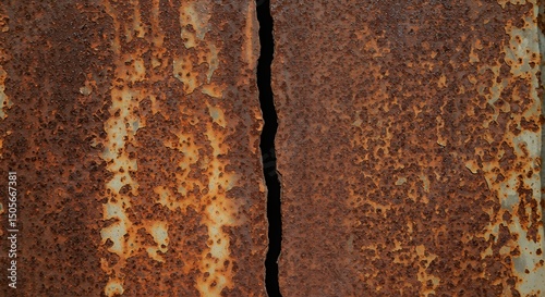 Rusted Metal Texture with Crack Abstract Industrial Background Close-up