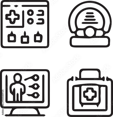Medical Icons: A collection of detailed medical icons, representing the essential elements of healthcare, ready for graphic designs and health related illustrations.