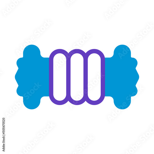 Stylized graphical representation of a brightly colored abstract dumbbell design