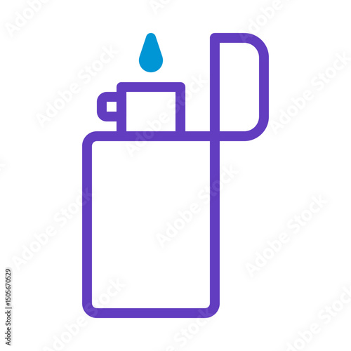 Minimalist line drawing of a lighter with a blue flame, showcasing simple design