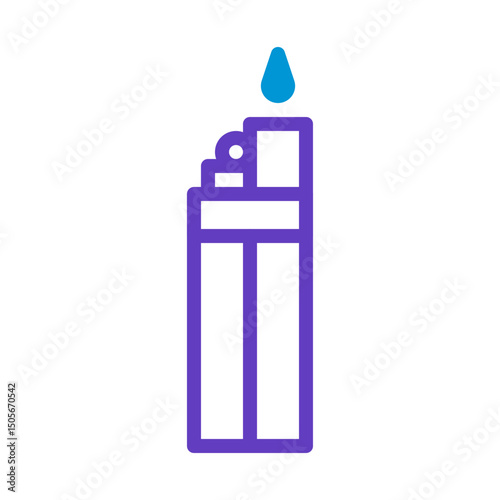 Stylized lighter icon emitting a vibrant flame, vector illustration, design