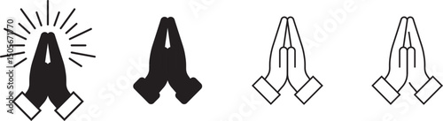 folded hands request help. Folded hands icons set. Request for help. Gratitude. Pray