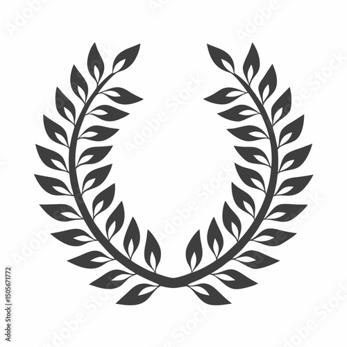 Classic Award Laurel Wreath Silhouette Vector.