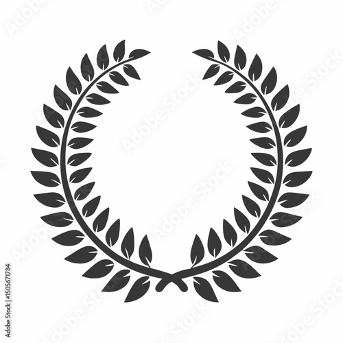 Classic Award Laurel Wreath Silhouette Vector.