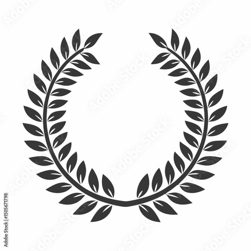Classic Award Laurel Wreath Silhouette Vector.