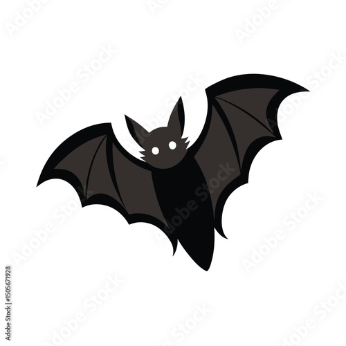 Adorable cartoon bat with red eyes flying on a white background for halloween