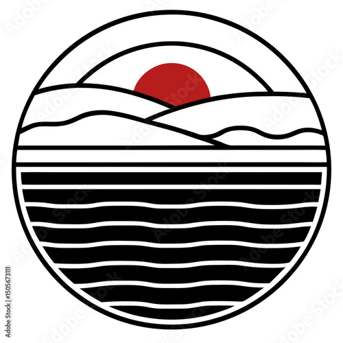 Crimson Horizon line art vector