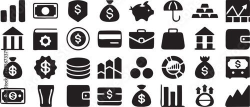 Money Management Line Art Vector Icons