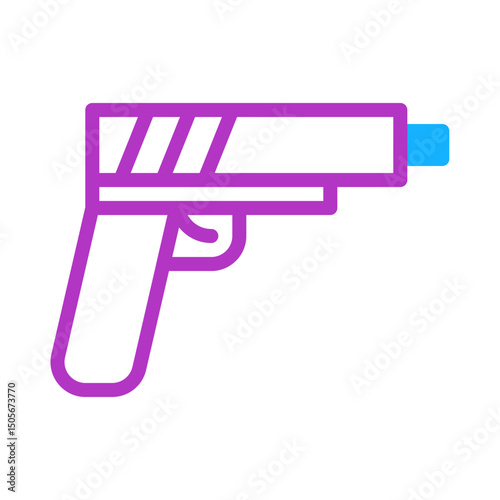 Stylized firearm representation with vibrant outline and barrel accentuation