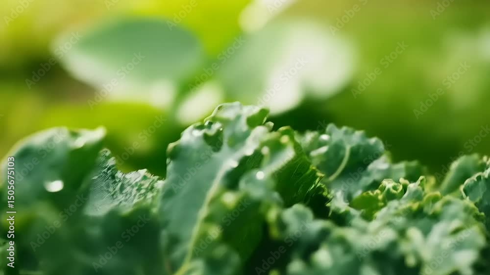 Vibrant Kale Greens Growing with Freshness: Organic Produce Close-Up View Vibrant Kale Greens Growing with Freshness: Organic Produce Close-Up View