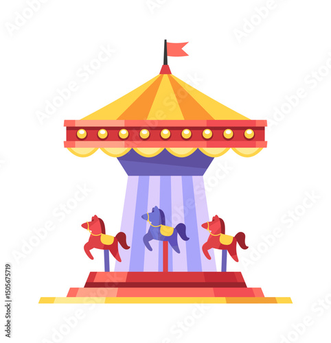 Horse carousel fairground attraction cartoon