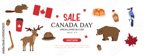 Canada day elements collection. Design for posters, banner, greeting cards, stickers photo