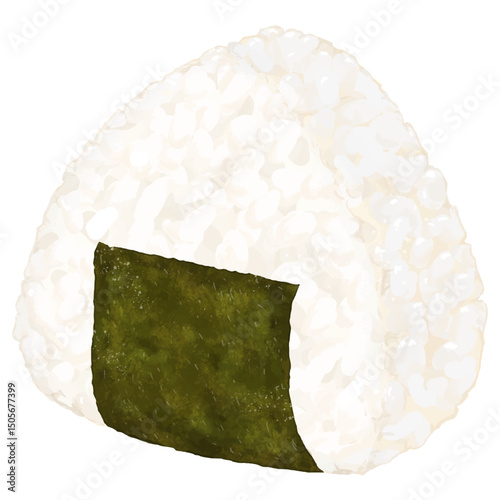 リアルな海苔付きおにぎりのイラスト