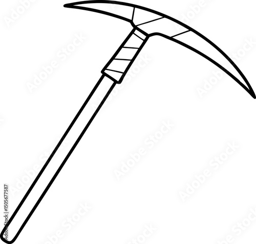 Pickaxe With Crack Line Art Vector Illustration 